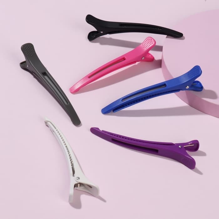 Зажимы для волос, с силиконовой лентой, набор - 6 шт., 11(±1) см, МИКС