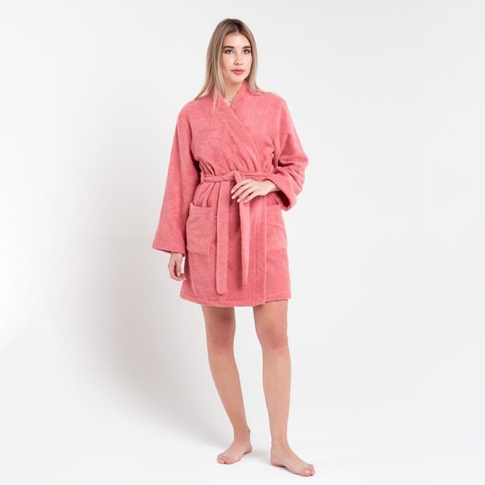 Халат женский махровый «Экономь и Я», размер 42-44, хлопок, 320 г/м², пыльно-розовый