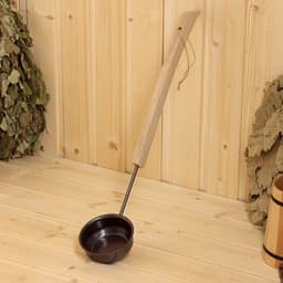 Ковш - черпак для бани и сауны, 200 мл, сталь, деревянная ручка, коричневый, «Добропаровъ»