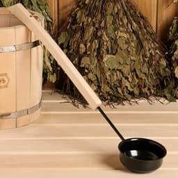 Ковш - черпак для бани и сауны, 200 мл, сталь, деревянная ручка, чёрный, «Добропаровъ»