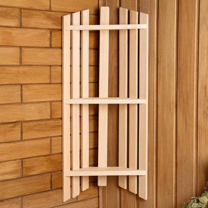 Полка угловая для бани и сауны, 25×16×78 см, деревянная, 3 яруса, «Добропаровъ»