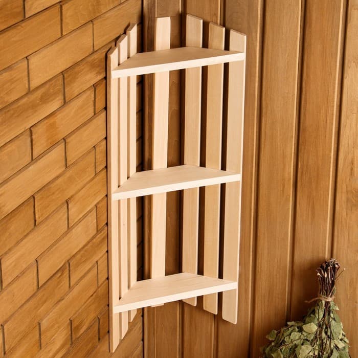 Полка угловая для бани и сауны, 25×16×78 см, деревянная, 3 яруса, «Добропаровъ»