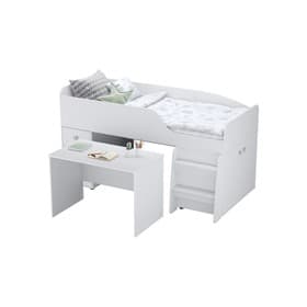 Кровать - чердак детская Polini kids Simple 4500, с рабочей зоной, 2038×1103×1166 мм, цвет белый
