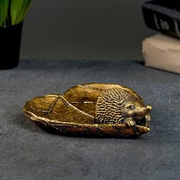 Подставка для мелочей «Ежик на листочке», 16.5×13×4.5 см, золото