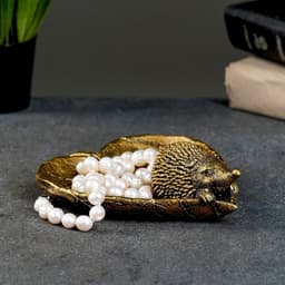 Подставка для мелочей «Ежик на листочке», 16.5×13×4.5 см, золото
