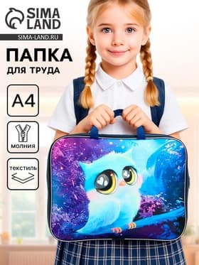 Папка для труда, А4, текстильная, 35×27×7 см «Совушка»