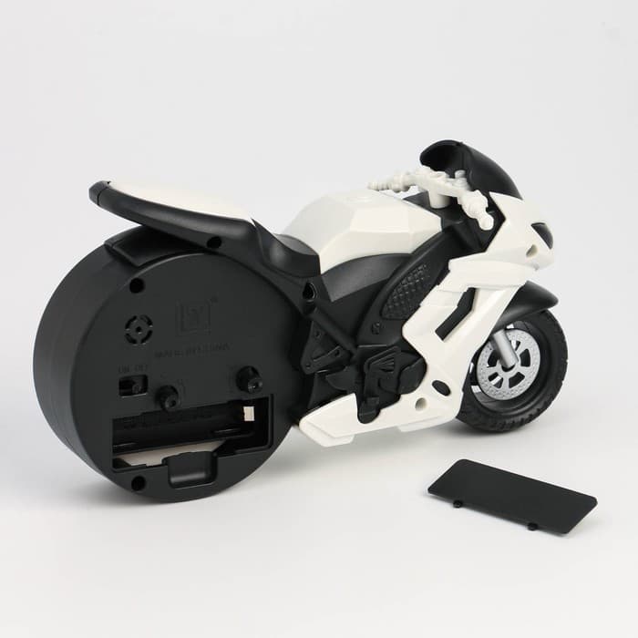 Часы - будильник настольные «Мотоцикл» детские, дискретный ход, d=7 см, 19×10 см, АА