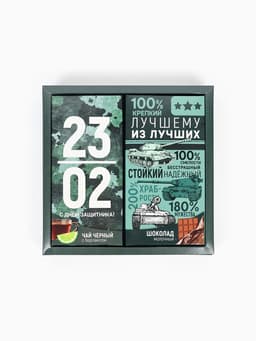 Подарочный набор «23 февраля», чай (50 г), молочный шоколад (70 г)