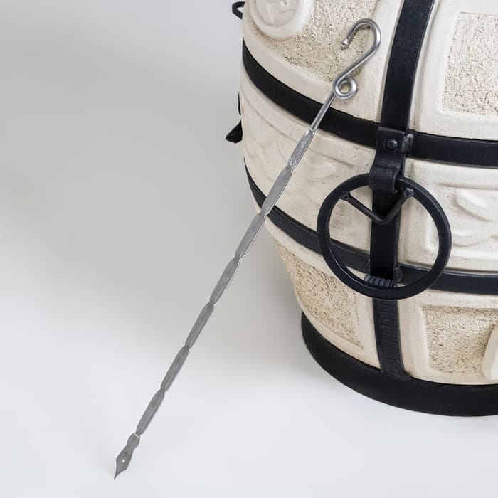 Тандыр Охотник c откидной крышкой. h=73 см, d=50 см, 82.5 кг, 8 шампуров, кочерга, совок, керамика