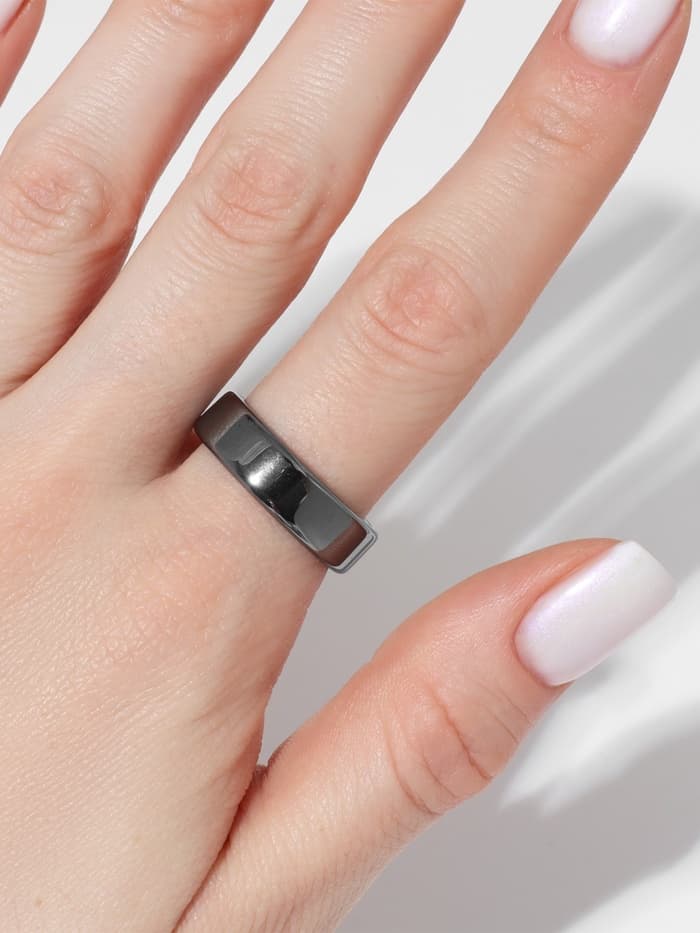 Кольцо «Ночь» под гематит, широкое, цвет чёрный, размер 19