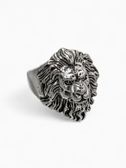 Кольцо «Перстень», лев, цвет чернёное серебро, безразмерное