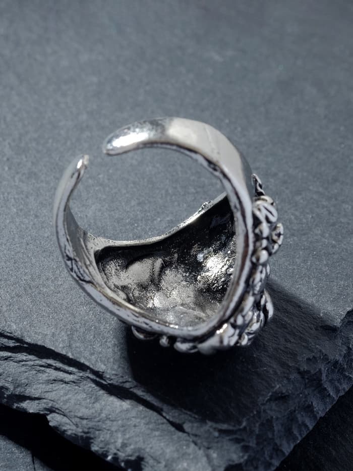 Кольцо «Перстень», лев, цвет чернёное серебро, безразмерное