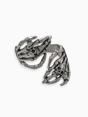 Кольцо «Перстень», череп на костях, цвет чернёное серебро, безразмерное