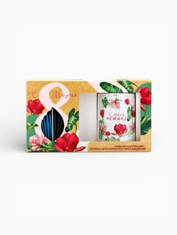 Подарочный набор «С 8 Марта»: чайное ассорти (3 вкусов × 7 шт.), кружка 300 мл.
