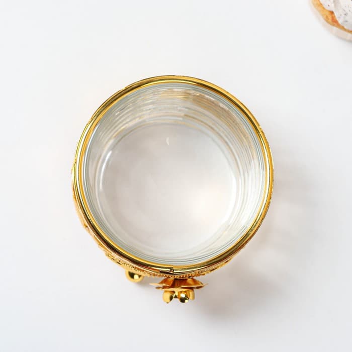 Сахарница «Роза» с ложкой, 200 мл, 9×10 см, металл, золотистая