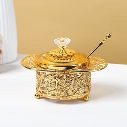 Сахарница «Крылья», 200 мл, 16×10.5×11 см, с ложкой, металл, золотистая