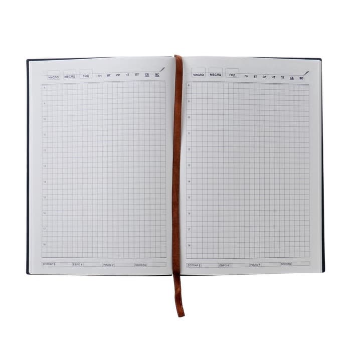 Ежедневник недатированный А5, 140 листов в клетку, с ручкой, обложка кожзам, МИКС