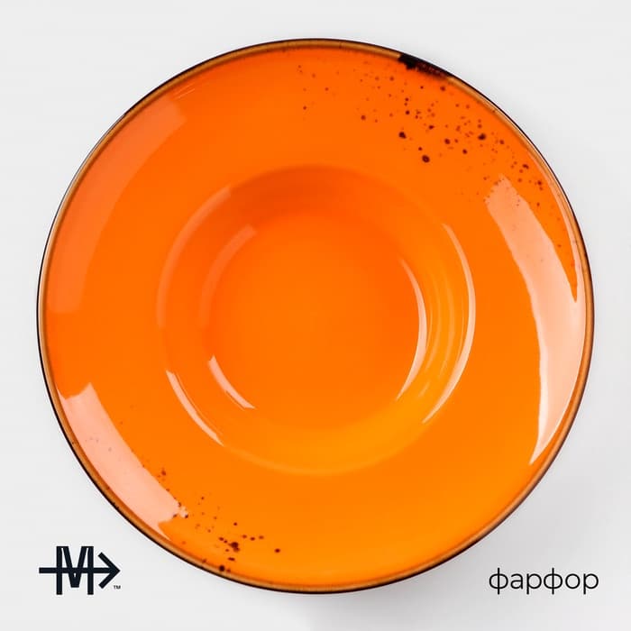 Тарелка для пасты Magistro «Церера», 160 мл, d=21 см, фарфор, оранжевая