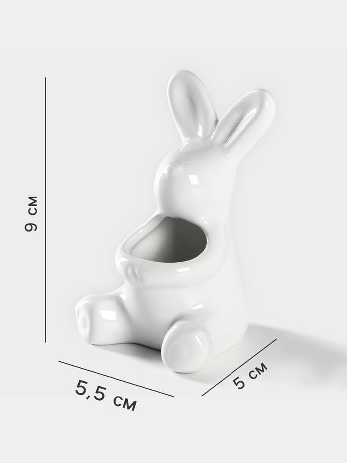 Подставка под зубочистки Доляна «Зайка», 5.5×5×9 см, белая