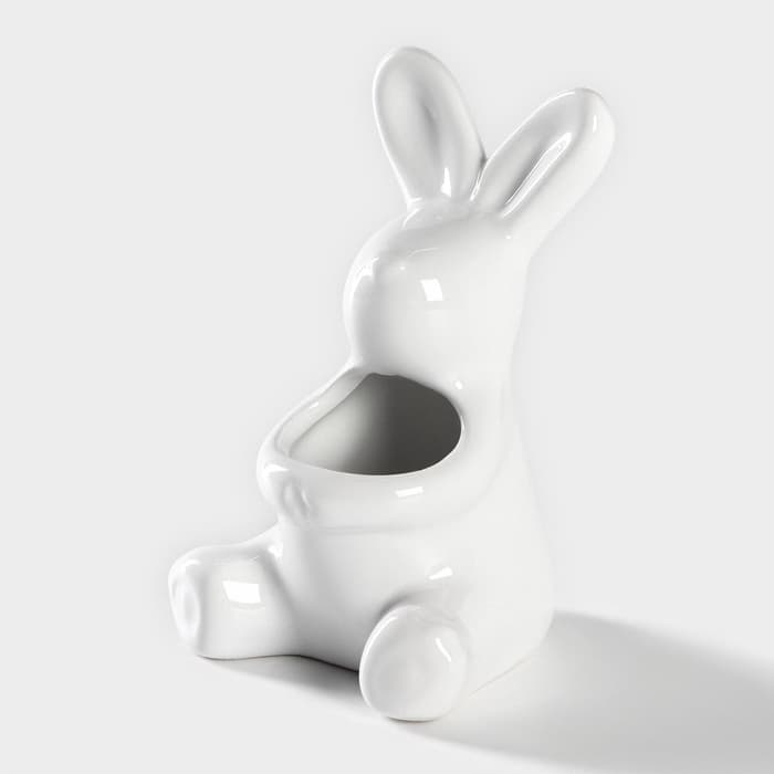 Подставка под зубочистки Доляна «Зайка», 5.5×5×9 см, белая