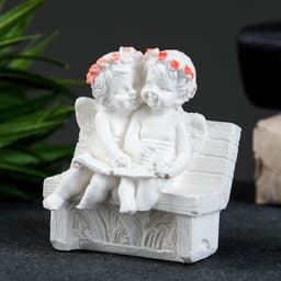 Фигурка гипс «Ангел на скамейке», перламутр, 8×7×5 см