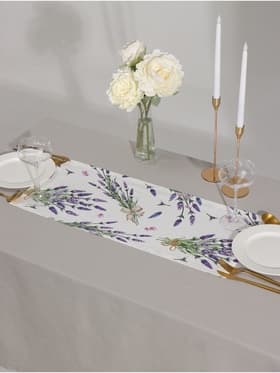 Дорожка на стол Этель Lavender 30×70 см, 100% хлопок, саржа 190 г/м², белая