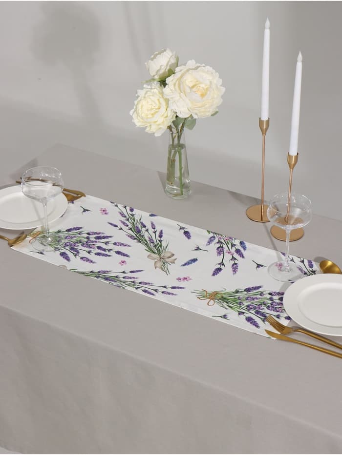 Дорожка на стол Этель Lavender 30×70 см, 100% хлопок, саржа 190 г/м², белая
