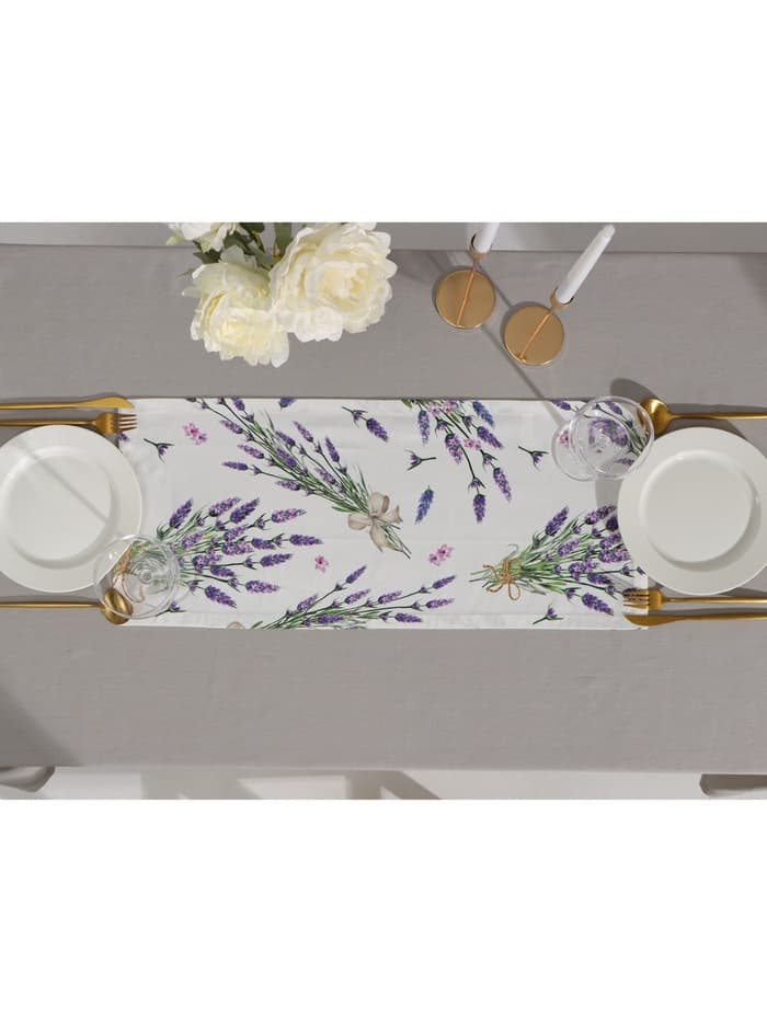Дорожка на стол Этель Lavender 30×70 см, 100% хлопок, саржа 190 г/м², белая