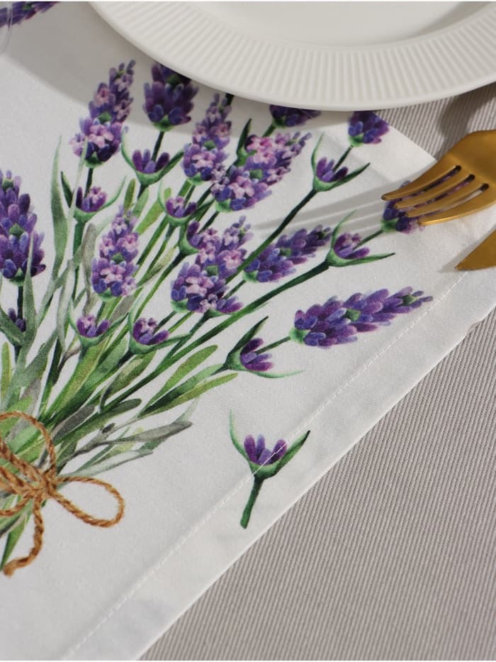 Дорожка на стол Этель Lavender 30×70 см, 100% хлопок, саржа 190 г/м², белая