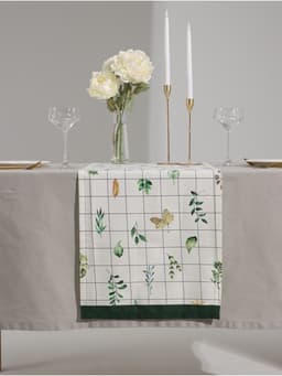 Дорожка на стол «Этель» Flora, 40×149 см, 100% хлопок, саржа 190 г/м², белая