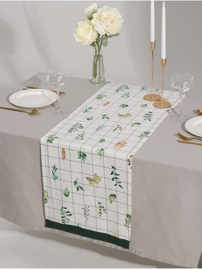 Дорожка на стол «Этель» Flora, 40×149 см, 100% хлопок, саржа 190 г/м², белая