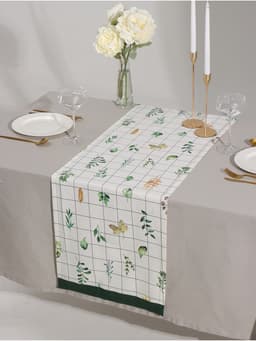 Дорожка на стол «Этель» Flora, 40×149 см, 100% хлопок, саржа 190 г/м², белая