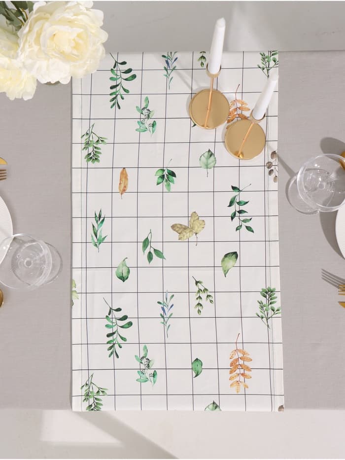 Дорожка на стол «Этель» Flora, 40×149 см, 100% хлопок, саржа 190 г/м², белая