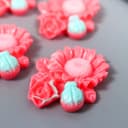 Декор для творчества пластик «Ромашка, роза и божья коровка», персиковый, 3.1×3.6 см