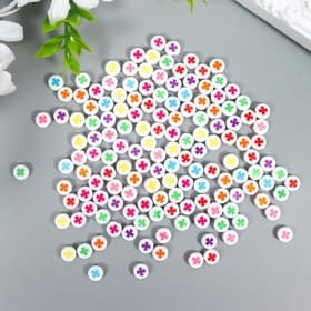 Бусины для творчества пластик «Яркий клевер на белом», набор 20 г, 0.7×0.7 см