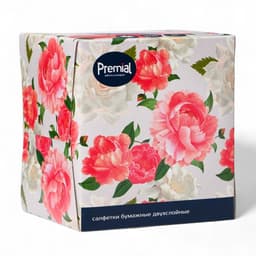 Салфетки «Premial» косметические 2-слойные в коробке Нон стоп, 70 шт. МИКС