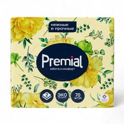 Салфетки «Premial» косметические 2-слойные в коробке Нон стоп, 70 шт. МИКС
