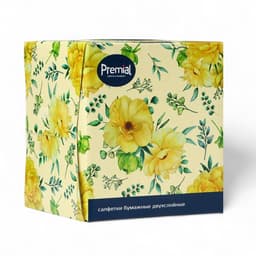 Салфетки «Premial» косметические 2-слойные в коробке Нон стоп, 70 шт. МИКС