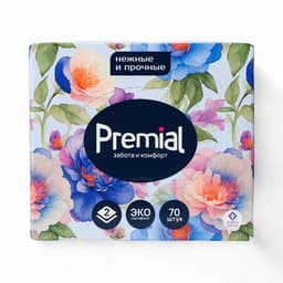 Салфетки «Premial» косметические 2-слойные в коробке Нон стоп, 70 шт. МИКС