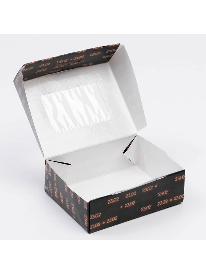 Кондитерская упаковка, коробка с ламинацией «23 февраля», 10×8×3.5 см