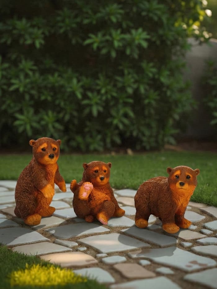 Садовая фигура из полистоуна «Мишки бурые», 42×18×24 см, набор 3 шт.
