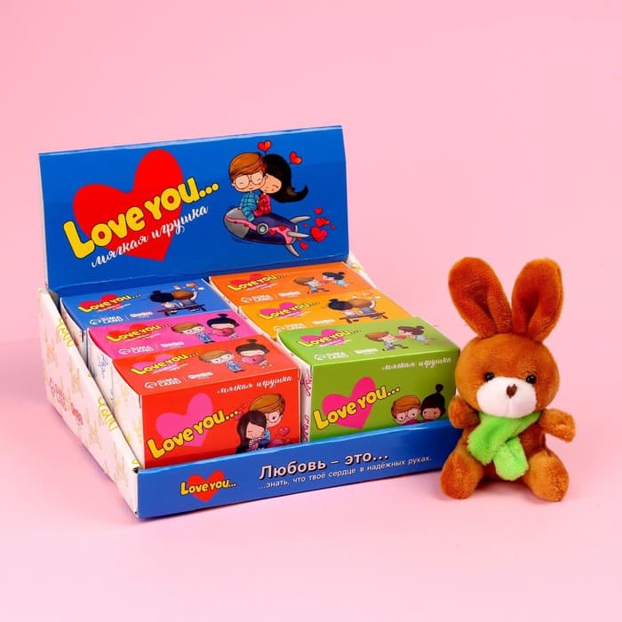 Мягкая игрушка Milo toys «Моей половинке», зайчик, МИКС, в шоубоксе