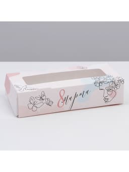 Кондитерская упаковка, коробка с ламинацией «8 марта», 17×7×4 см