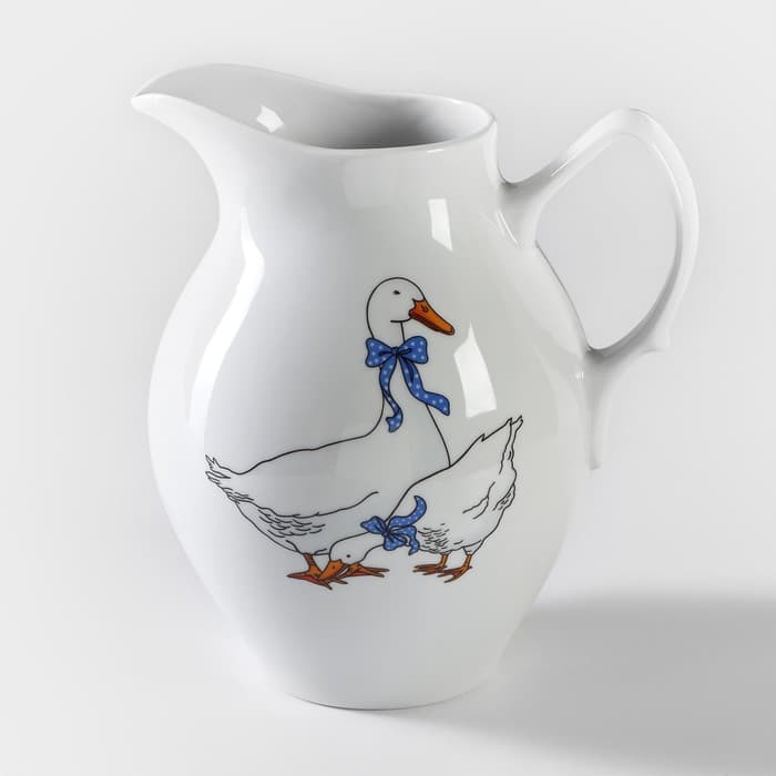 Кувшин Добрушский завод «Гуси», 2 л, фарфор, белый, рисунок МИКС