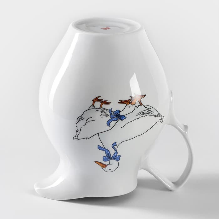 Кувшин Добрушский завод «Гуси», 2 л, фарфор, белый, рисунок МИКС