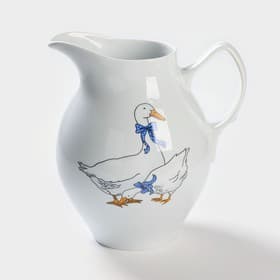 Кувшин Добрушский завод «Гуси», 2 л, фарфор, белый, рисунок МИКС