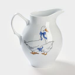 Кувшин Добрушский завод «Гуси», 2 л, фарфор, белый, рисунок МИКС
