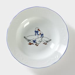 Тарелка глубокая Добрушский завод «Гуси», 250 мл, d=20 см, фарфор, белая деколь МИКС