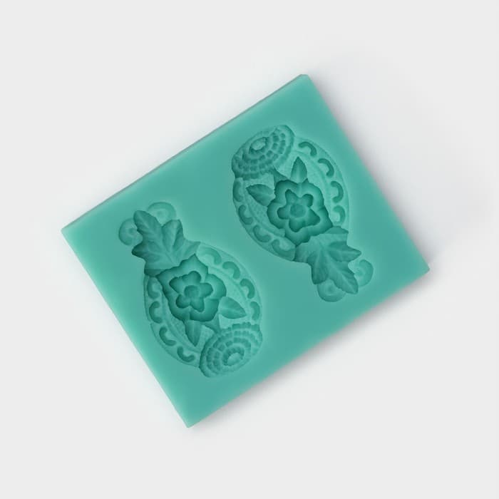 Молд для заливки «Гавайский ананас», силикон, 2 ячейки, 7.5×6 см, зелёная