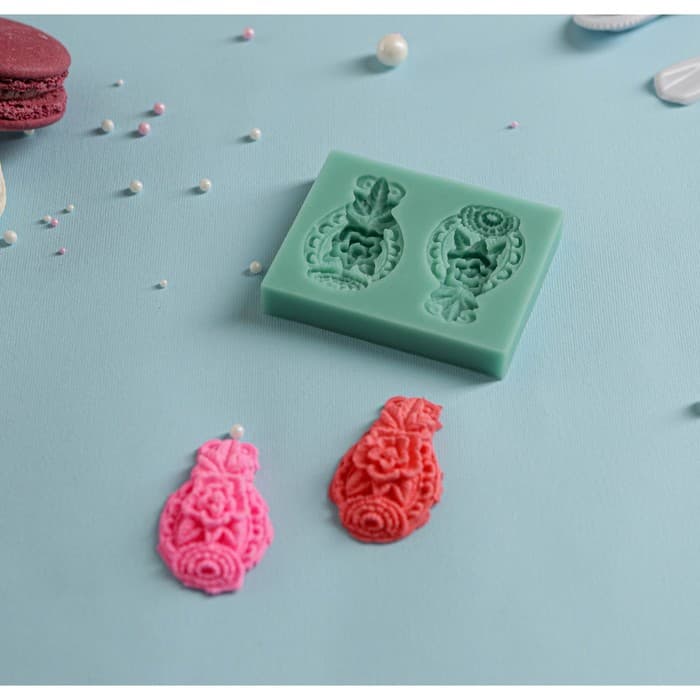 Молд для заливки «Гавайский ананас», силикон, 2 ячейки, 7.5×6 см, зелёная